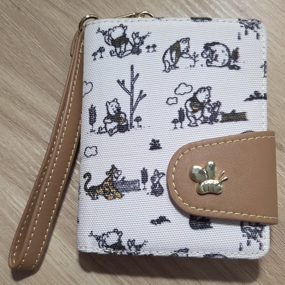 Loungefly Disney Winnie The Pooh Art Canvas Flap Wallet Wristlet Card Holder EUC - Picture 5 of 9